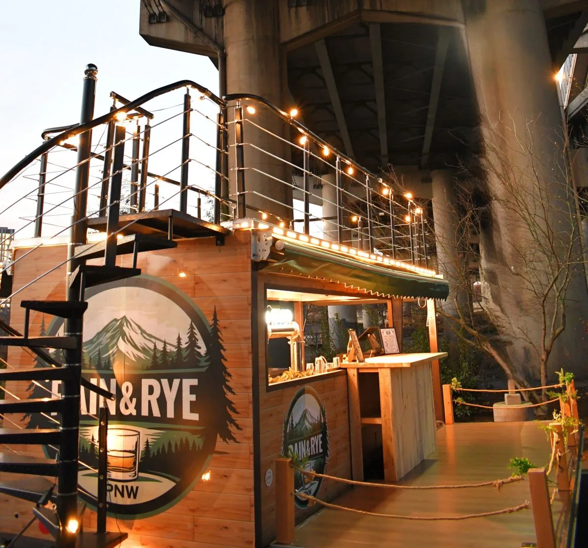 The mobile bar parked and set up for an event